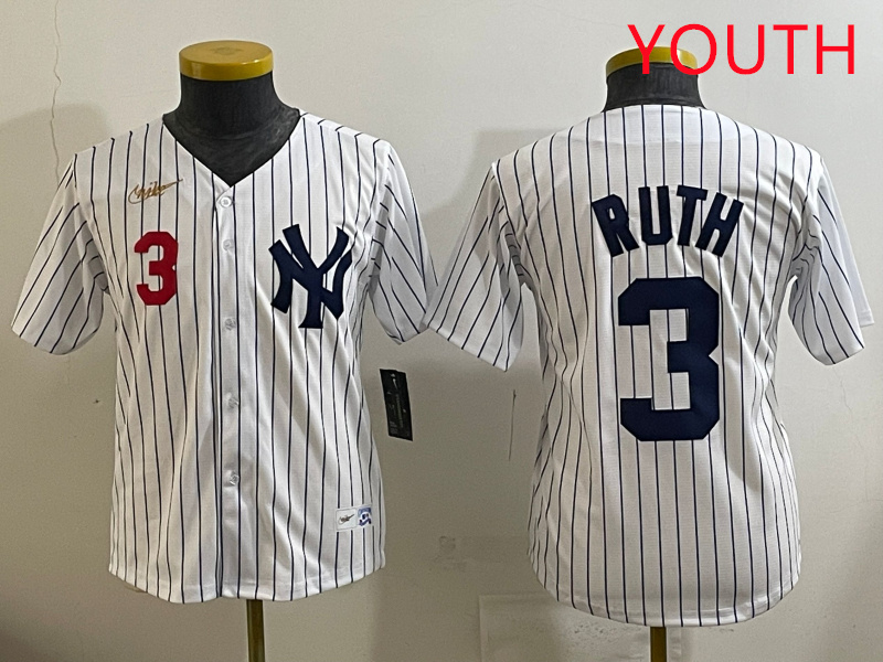 Youth New York Yankees 3 Ruth White 2025 Nike MLB jersey style 44